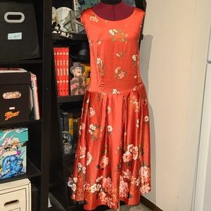 Satiny Cherry Red Dolly & Dotty Retro Plus Swing Dress NWT